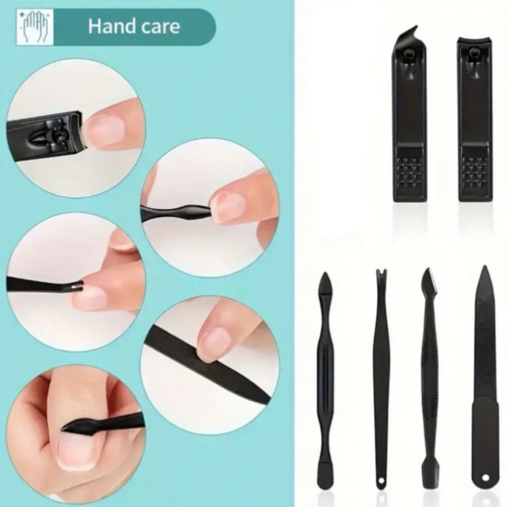 Manicure Set, NEW, 8 pc. Set, Black & Red, Travel Friendly, UNISEX - Picture 3 of 6